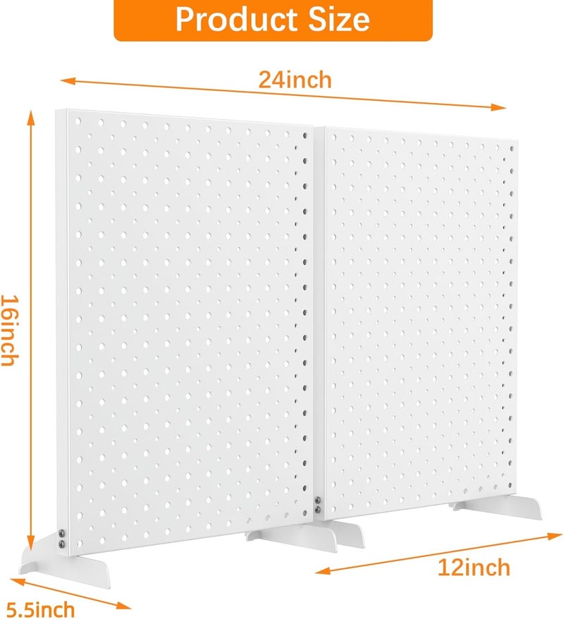 TORACK Pegboard Display Stand for Craft Shows & Fairs, 12 x 16 in Metal Tabletop Pegboard Display with Hooks for Christmas Fair Event(White, Pack of 2) - Image 3